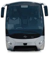 Luxury coach bus used for premium bus rental service
